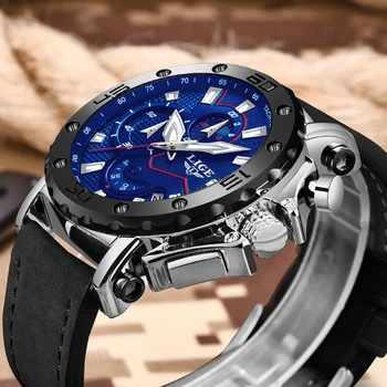

2019 Luxury Brand Gift LIGE Leather Watch Men Military Sport Men's Watches Quartz Date Casual Watch Men Relogio Masculino