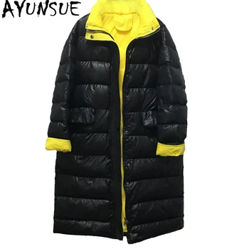 

AYUNSUE 2020 New Women's Winter Down Jacket Korean Oversize Long Coat White Duck Down Jackets Puffer Parka Chaqueta Mujer KJ2694