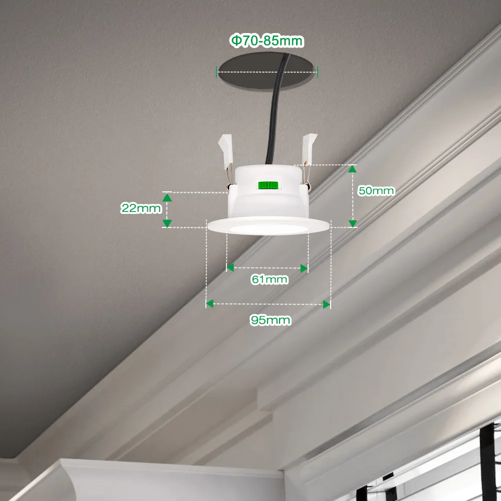 Ip44 para Banheiro de Cozinha Regulável Recesso Downlight Teto Lâmpada Dampproof 220 V-240 v Cct Ajustável Buraco Dia70-85 Led Mod. 180408 5 Cheap Luzes embutidas de LED