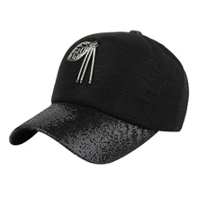 New Women Metal Hollow Leaf Pendant Shiny Sequins Snapback Hip Hop Baseball Cap