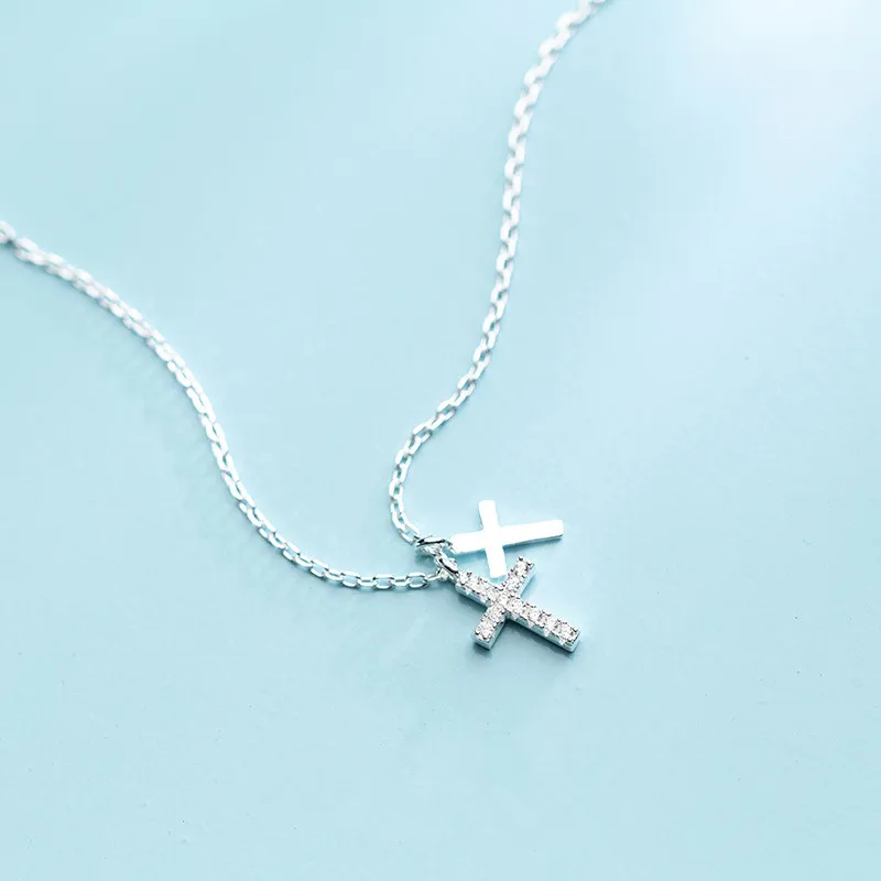small 10mm*5mm 100% real Sterling Silver 925 Fine Jewelry Double Cross Religion Pendant Necklace GTLX1829 | Украшения и