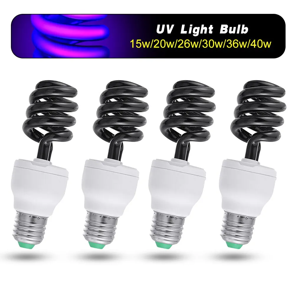 220V E27 15-40 Вт ультрафиолетовая лампа UV светильник лампы CFL светильник лампа Спиральные энергосберегающие черный светильник фиолетовый лампы светильник ing