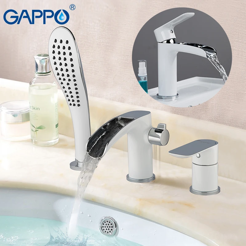 

GAPPO Shower Faucets white bathroom shower faucet chrome bathtub faucet waterfall bath mixer shower set basin faucet