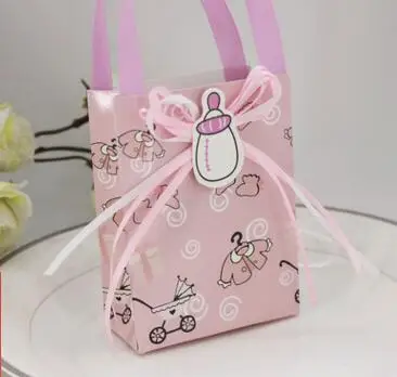 

Free Shippping 12X Pink/ Blue nipple/baby's bottle paper candy bag favor candy box favour box girls boys birthday baby show gift