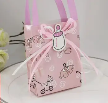 

Free Shippping 12X Pink/ Blue nipple/baby's bottle paper candy bag favor candy box favour box girls boys birthday baby show gift