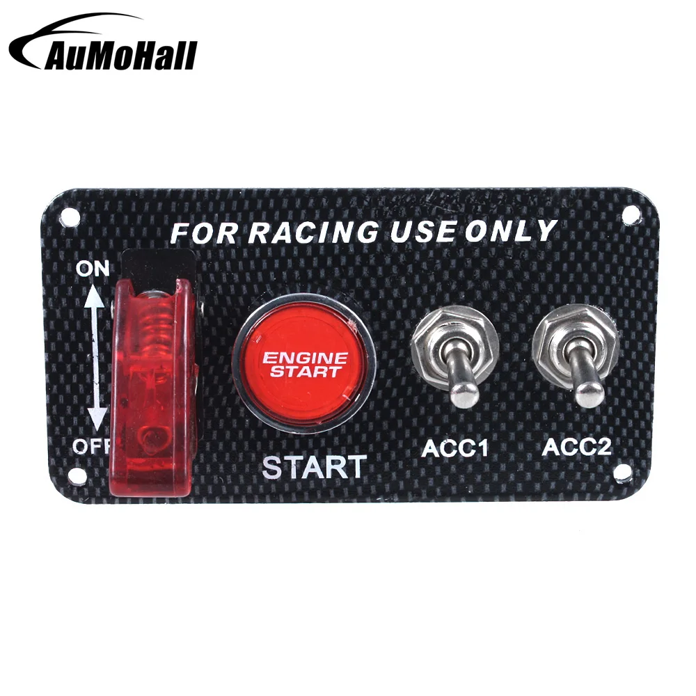 

12V 30A Auto Engine Start Push Button Racing Car Ignition Switch Toggle Carbon Fiber Panel