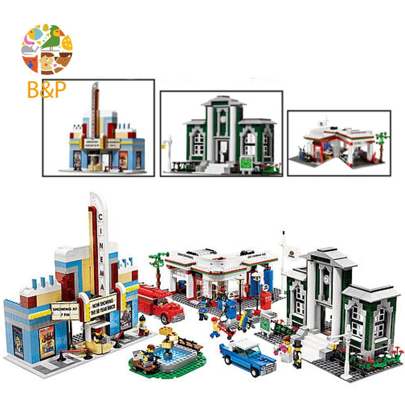 

lepin Legoing 10184 2080pcs City series City 50th Anniversary Town Building Block Educational DIY Toy For Children Gift 02022
