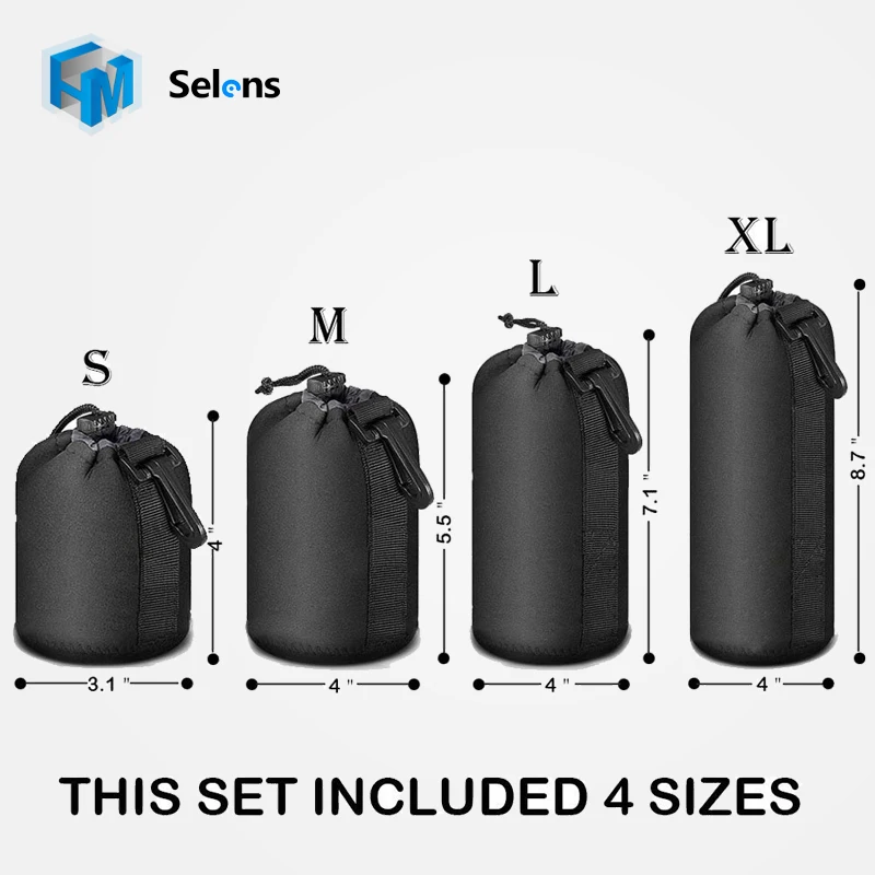 

1Pcs Camera Lens Pouch Bag Neoprene Waterproof Soft Video Camera Lens Pouch Bag Case Full Size S M L XL Camera Lens Protector