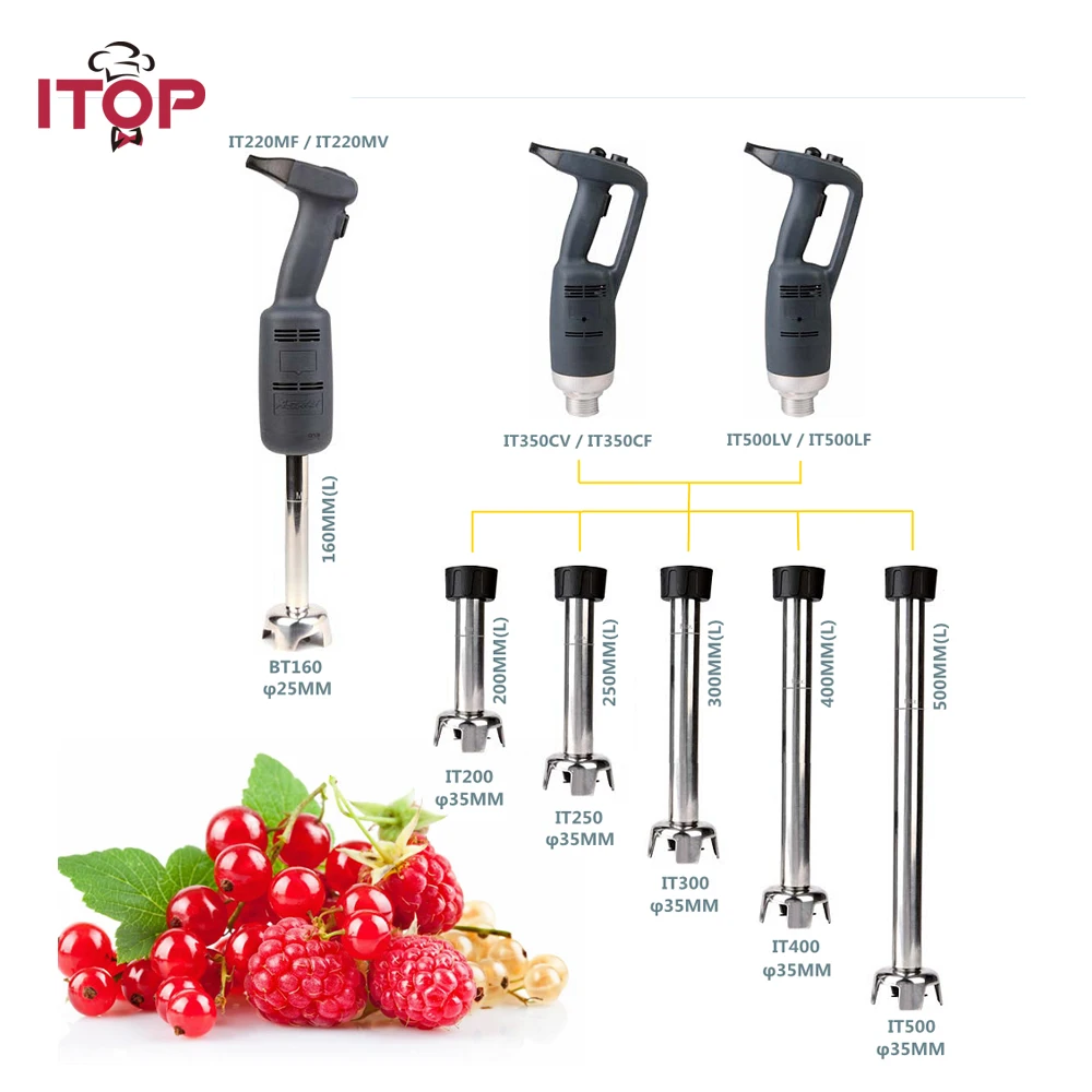 

ITOP 500W Commercial Immersion Blender Electric Food Mixer 4000~16000RPM Speed Handheld Safe Agitator Blender Food Processors