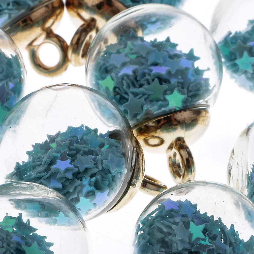 20pcs 16mm Colorful Transparent Glass Ball Star Charms Pendant Finding for Hair Jewelry Accessories Earring Jewelry Making