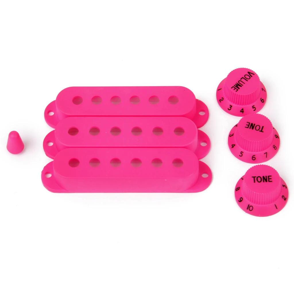 Deep Pink Guitar Pickup Cover and Knobs Switch Tip Set for Electric Guitar Accessory
