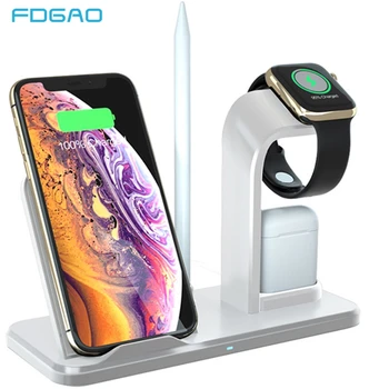 

FDGAO 4 in 1 10W Qi Wireless Charger Stand For iPhone 11 XS XR X 8 Airpods Pro Fast Charging Dock Stand For Apple Watch 5 4 3 2