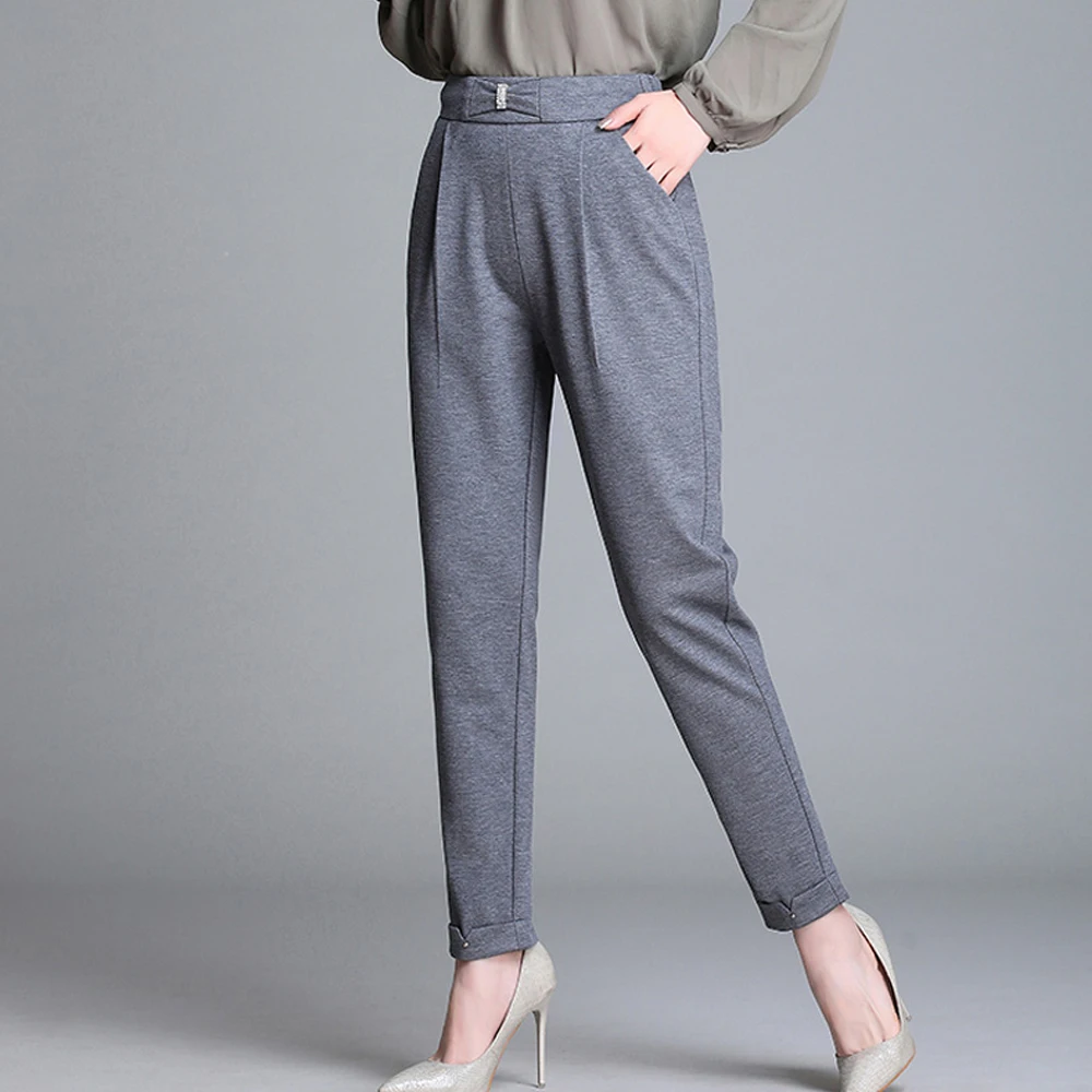 

New 2019 Women Harem Pants Casual Office OL Pants Elastic High Waist Loose Work Wear Pants Female Plus Size Trousers