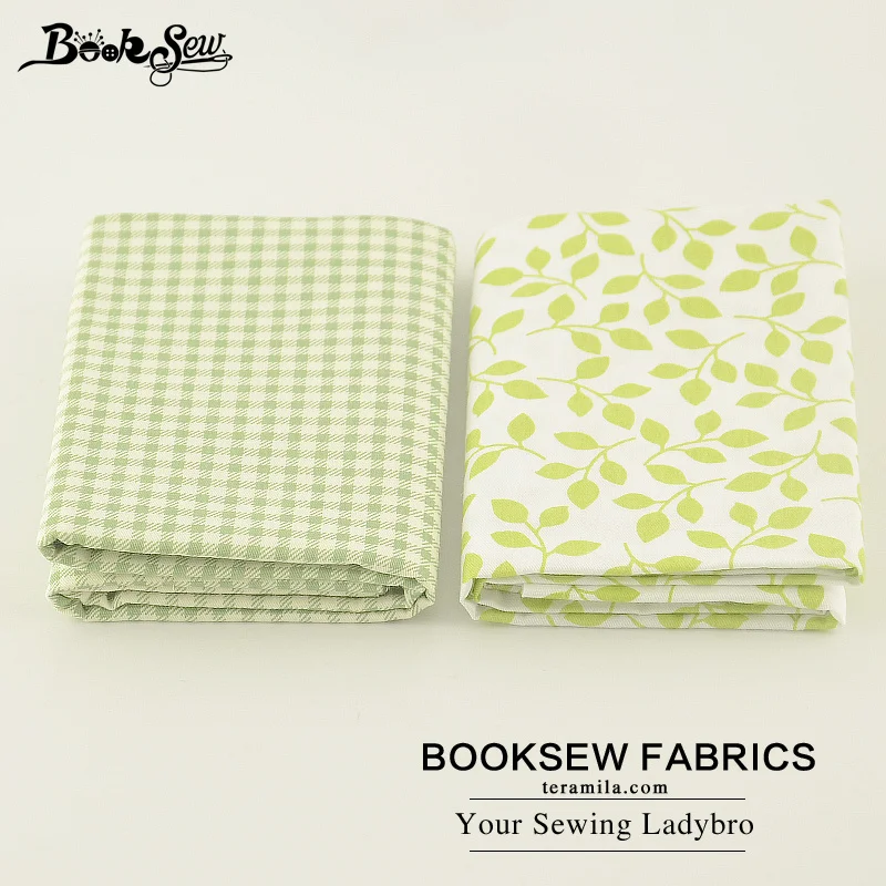 Booksew Checks And Leaf Pattern 2PCS/Lot Cotton Twill Fabric 50x100CM Quilting Tissue For Baby Cushion Patchwork Scrapbooking| |
