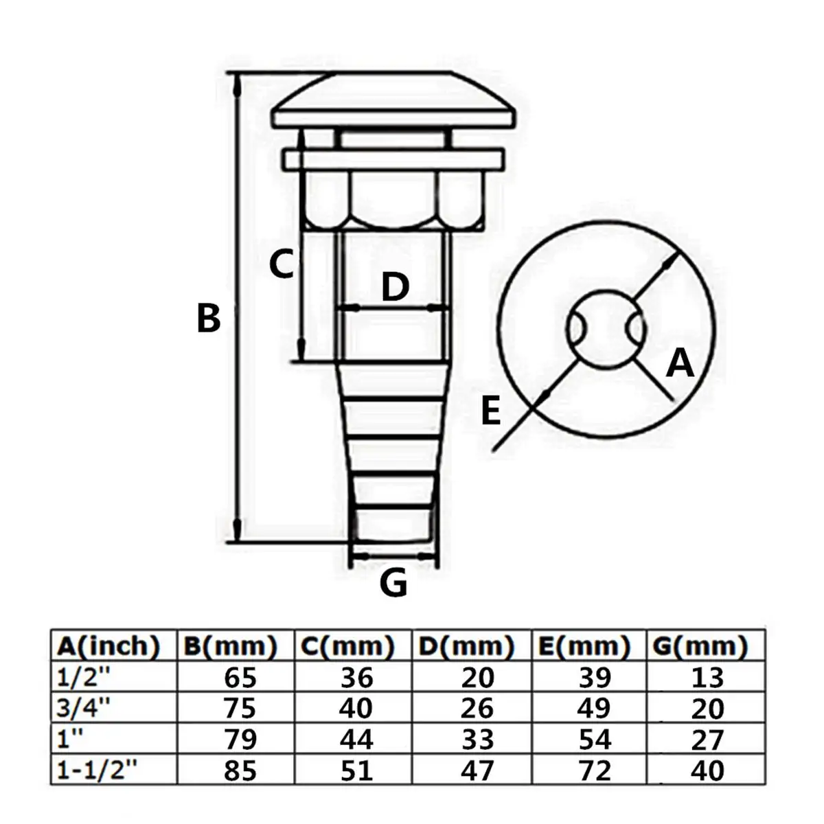 1/2 "3/4" 1 "1-1/2" из нержавеющей стали прямой через корпусный фитинг дренажный шлангный инструмент