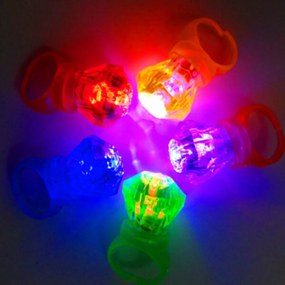 

Plastic Diamond Shape Led Finger Ring Light-up Toys Mix Colors Light Simulation Kids Toy Party Decoration