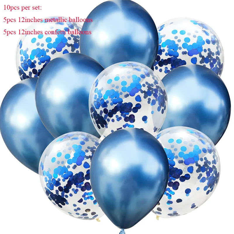 10 шт./лот, 12 дюймов, блестящие металлические латексные шары, блестящие конфетти, балоны для детей, дня рождения, свадьбы, вечерние, металлические хромированные шары - Цвет: Blue
