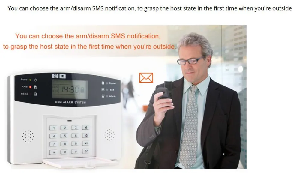 ЖК-дисплей, домашняя охранная GSM сигнализация, английский/русский/испанский/французский голосовой проводной набор сирены, SIM SMS, автоматический набор номера, pir Обнаружение