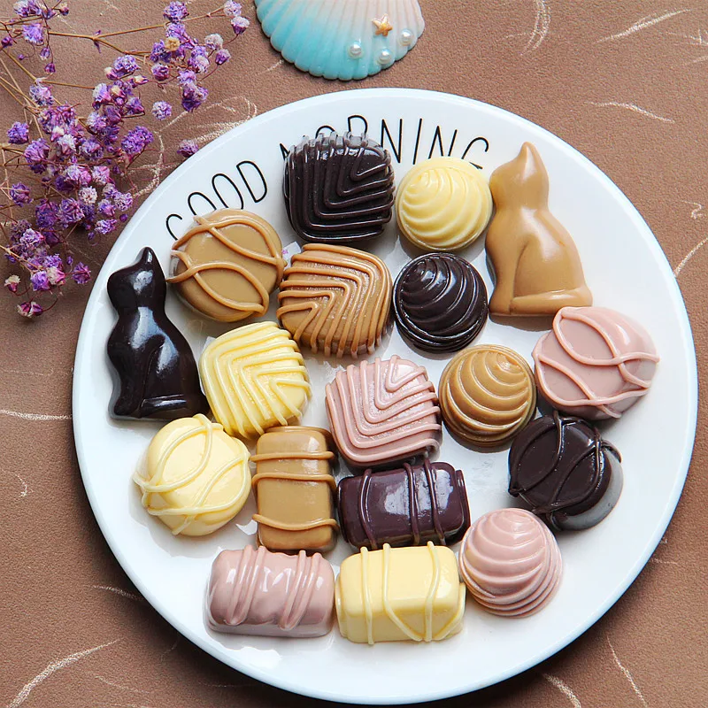 

Chocolate Slime Supplies Accessories Phone Case Decoration for Slime Diy Filler Miniature Resin Cake Fruits Candy Chocolate E