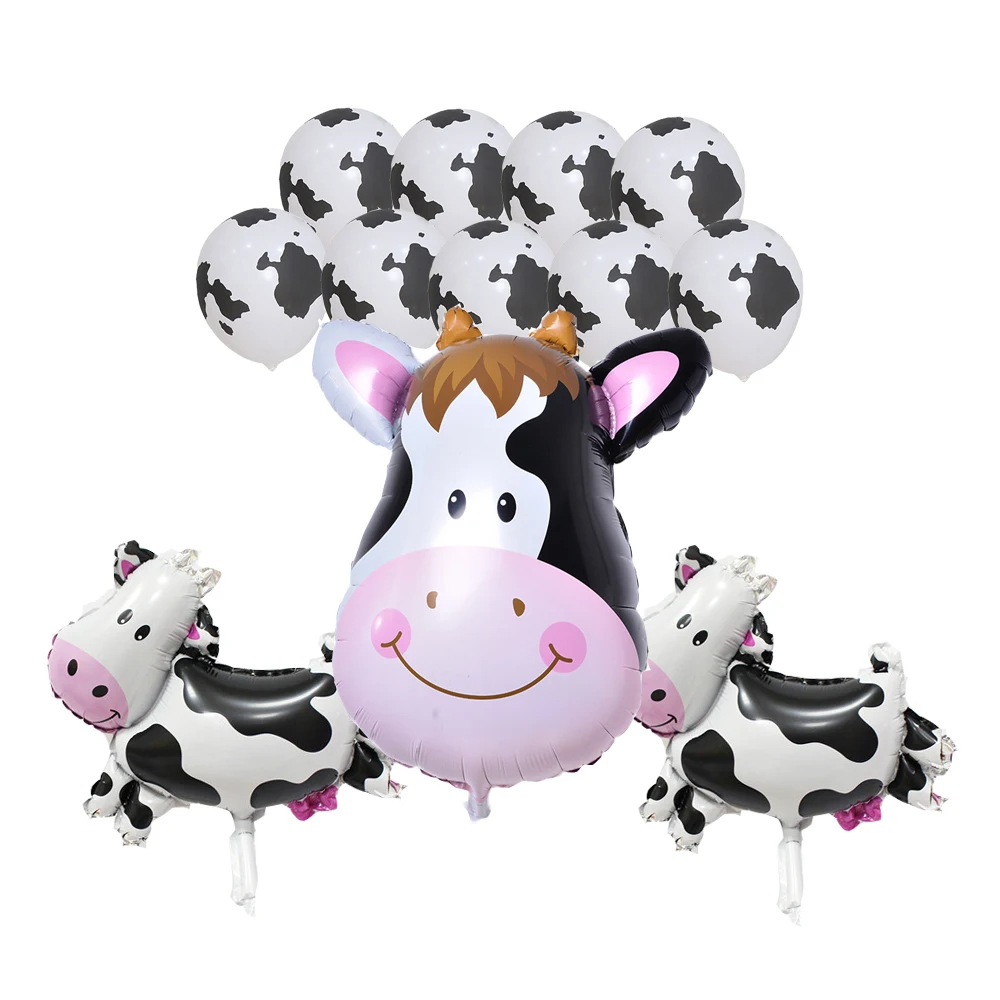 

12pcs Animal Cow Latex Balloons Cow Helium Foil Balls Birthday Party Decoration Farm Animals Balloons Theme Air Globos