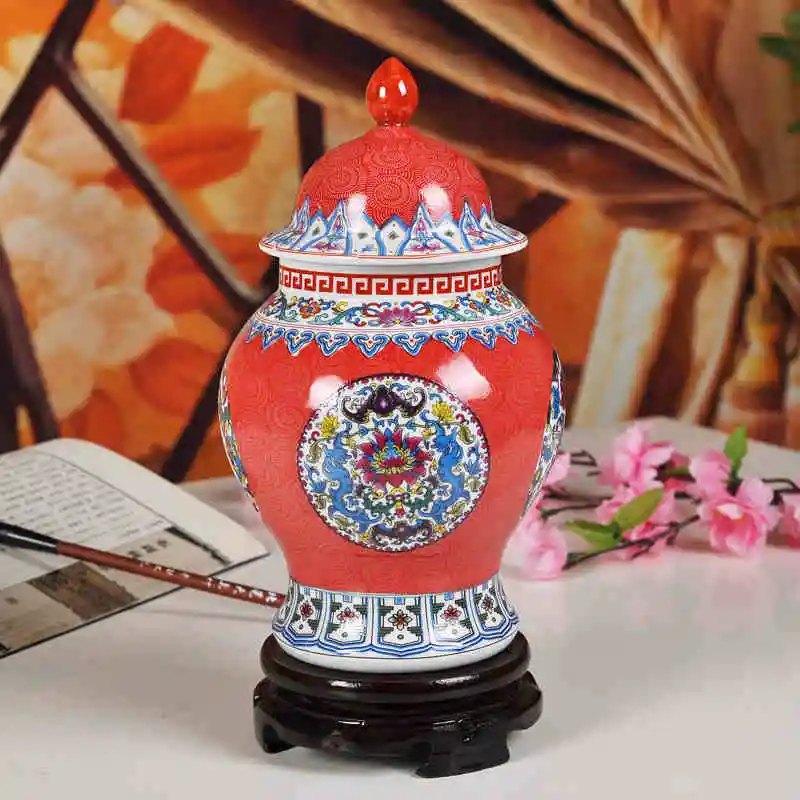 Powder enamel Jingdezhen Chinese Ginger jar Antique Ceramic Blue and