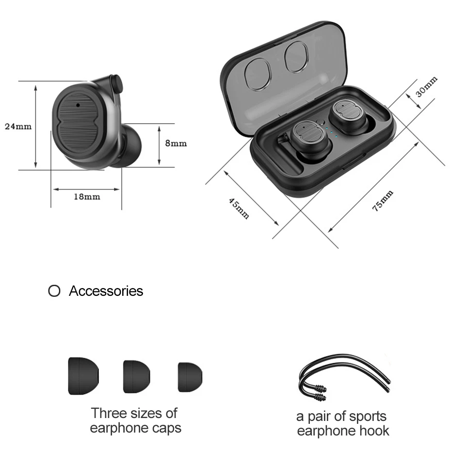for Smart Bluetooth 5.0 Earbuds Touch Control True Earphone Wireless Headphone Mini Waterproof Earphones with Charging Box