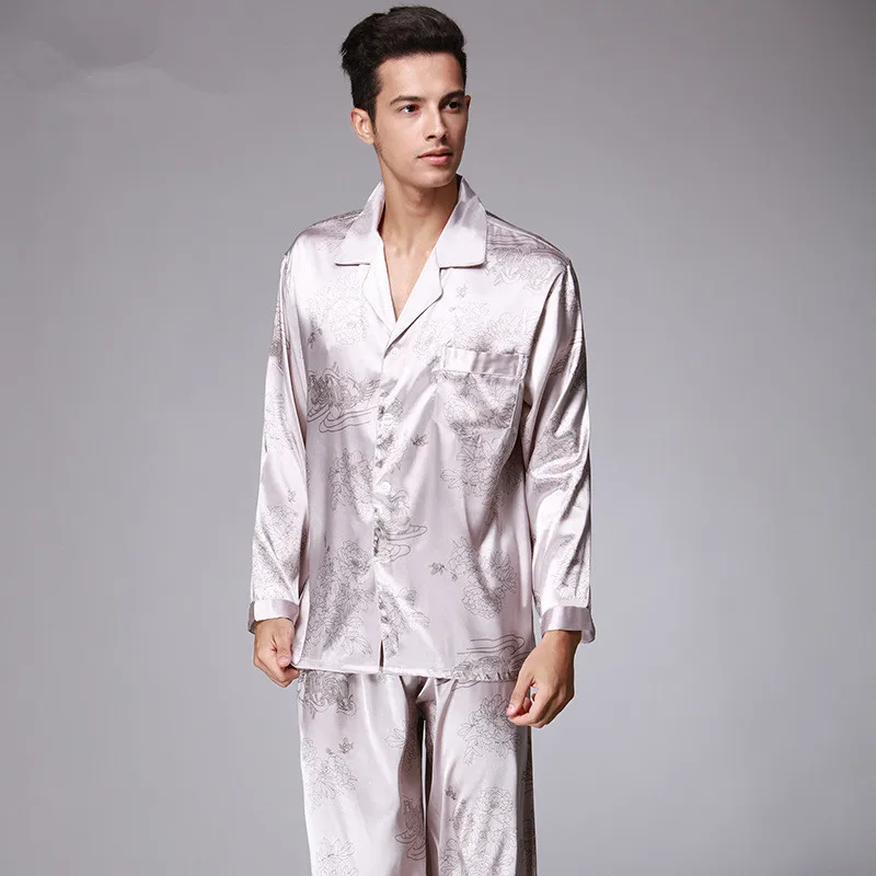 New Arrival Autumn Men Casual Breathable Faux silk tops and Pants sets lounge Homewear Sleepwear Set Men's Pajama sets TZ066 New Arrival Autumn Men Casual Breathable Faux silk tops and Pants sets lounge Homewear Sleepwear Set Men's Pajama sets TZ066