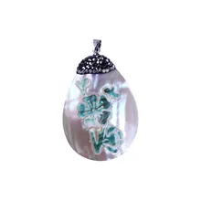 Trendy Charm Pendant Druzy Paved Rhinestone Natural Shell Pendant Jewelry Pendant for Women Necklace