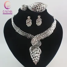 Trend African Costume Jewellery Units 925 Silver Crystal Wedding ceremony Girls Bridal Equipment nigerian Necklace Set