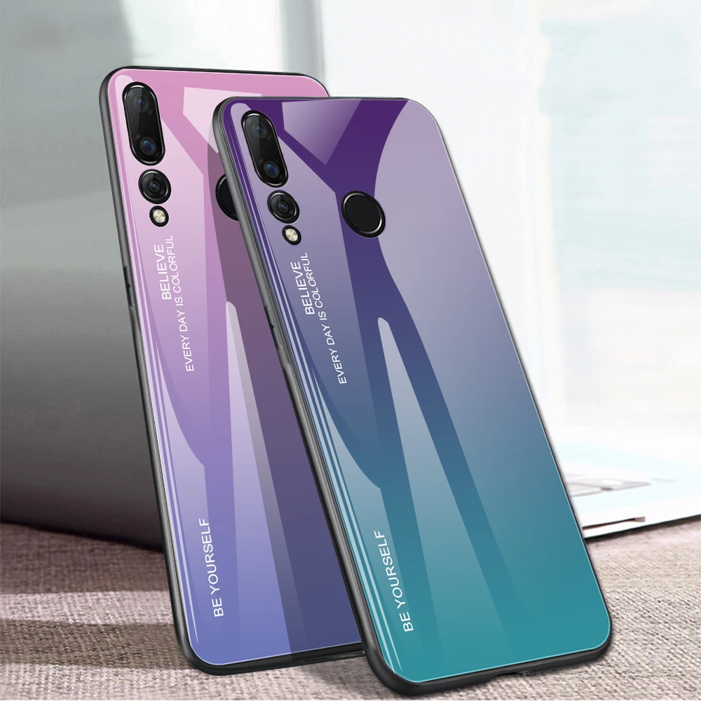 Градиентный чехол из закаленного стекла для телефона huawei P30 Pro P20 Lite mate 20 P Smart Z Plus Nova 5 5i 3 3i Honor 10i 10 20