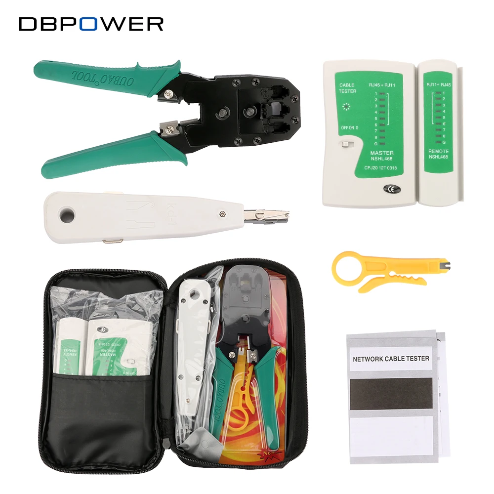 Dbdbpower сети Ethernet-кабель тестер RJ45 комплект Кримпер обжимной инструмент монтажным