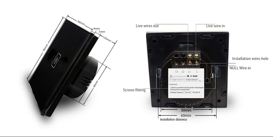 Пульт дистанционного управления настенный переключатель ЕС стандартный пульт дистанционного управления Сенсорный переключатель черный кристалл стеклянная панель 1 банда 1 способ со светодиодный ным индикатором