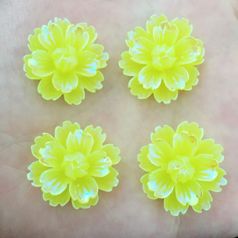 

NEW 60PCS 25mm AB Resin Candy Color Flower Stone Flatback Wedding Buttons Crafts K133*10