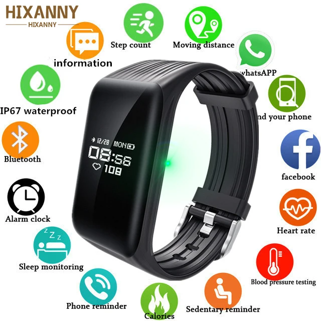 Фитнес трекер HIXANNY K1 умный Браслет монитор сердечного ритма в реальном времени