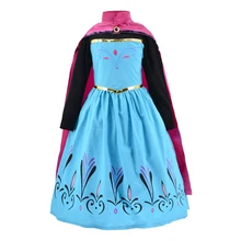 Снежная королева платье принцессы платья для девочек платье для девочки с изображением принцесс Анны и Эльзы для вечеринки, дня рождения платье Эльзы Косплэй костюмы Elza детская одежда