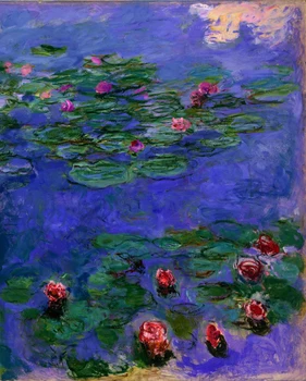 

mural painting home decoration art red water Lilies c.1908 by Claude Monet masterpiece reproduction Wall Decorative Art