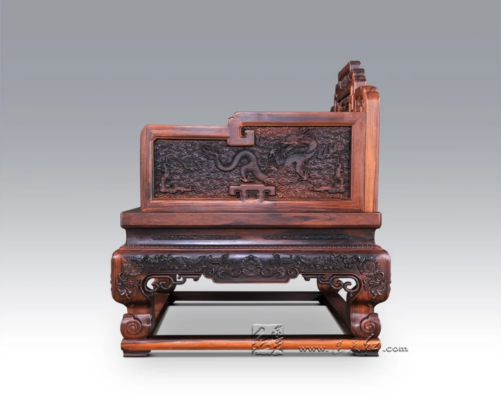 Роскошная мебель для отеля престол из дерева с резьбой в виде облачного дракона и