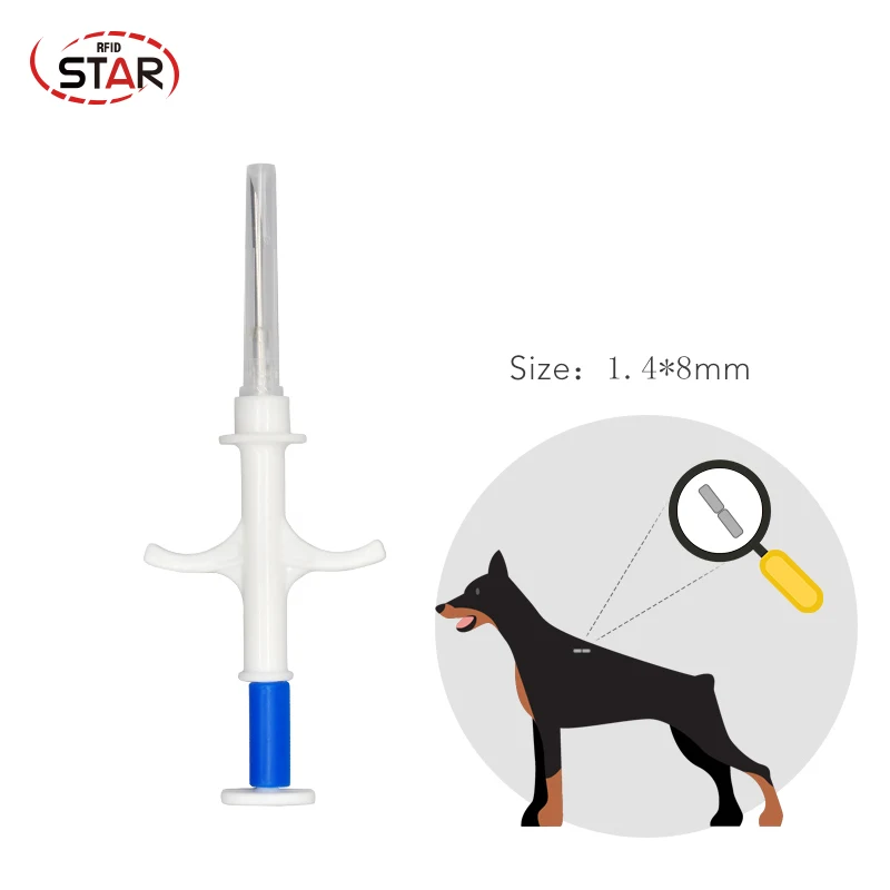 

10pcs 1.4*8mm Animal Pet Microchips injection RFID Syringe ISO FDX-B 134.2KHz Pet ID transponder for animal management