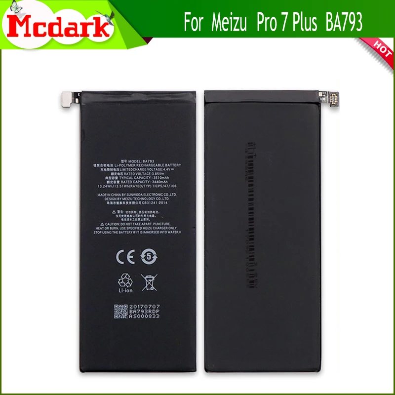 

Mcdark For Meizu Pro 7 Plus BA793 Battery Replacement Large Capacity 3510mAh Bateria For Meizu Pro 7 Plus BA793 Smart Phone