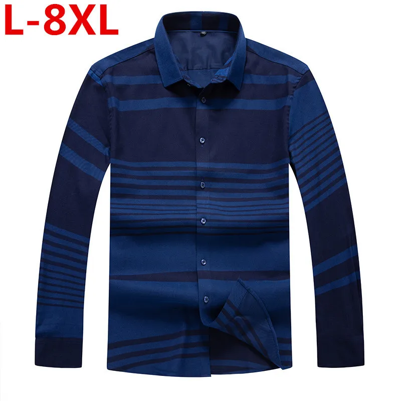 High Quality Plus Size 8XL 7XL 6XL 5XL 4X New Autumn Casual Shirts Men 