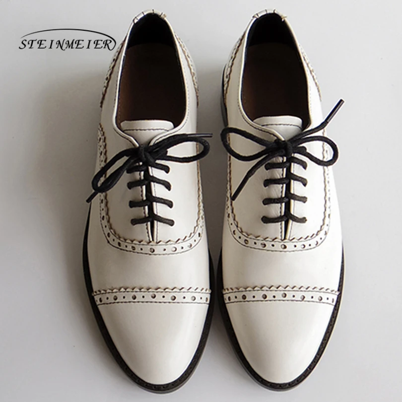 Женские туфли-оксфорды из натуральной кожи с круглым носком; Цвет ...