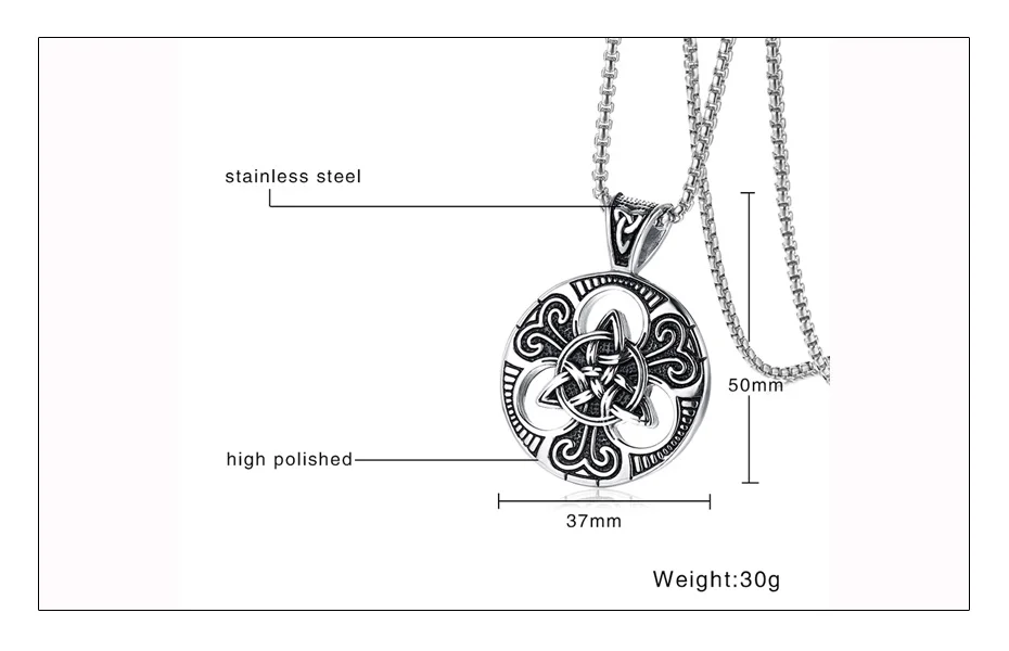 Meaeguet Vintage Gothic Cross Necklace Triskele Trinity Scottish Irish Triangle Knot Antique Pendant Necklace (5)