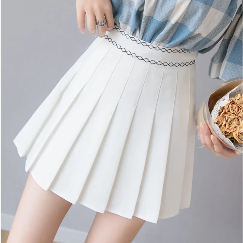 white high waisted mini skirt