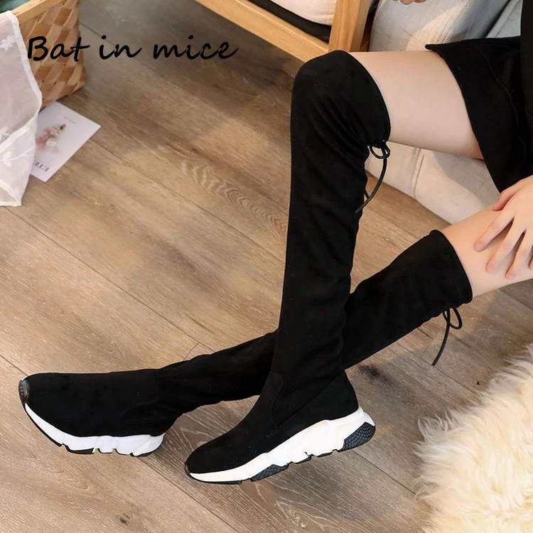 Meilleur 2018 Nouvelle Mode hiver Femmes Sur Les Bottes Au Genou décontracté Sexy Talons Hauts Femmes Chaussures Hiver Chaud Bottes de neige botas a096