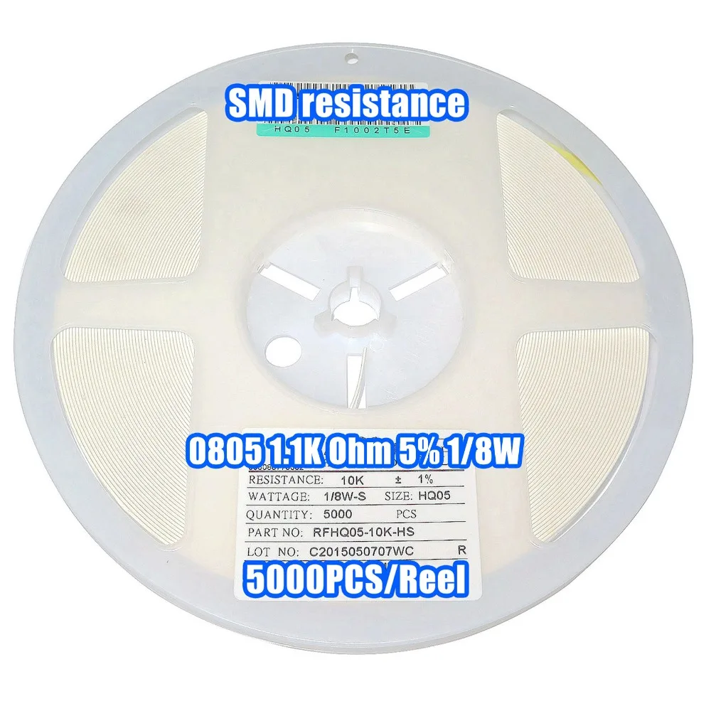 1 Reel 0805 1.1k 1.1K Ohm 5% 1/8W SMD Resistance 5000PCS/Reel | Обустройство дома