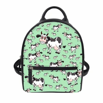 

Noisydesigns Women Backpack PU Leather A lot of little cows Pattern School Backpack Teenager Girls Daily Daypack Mochila Sac