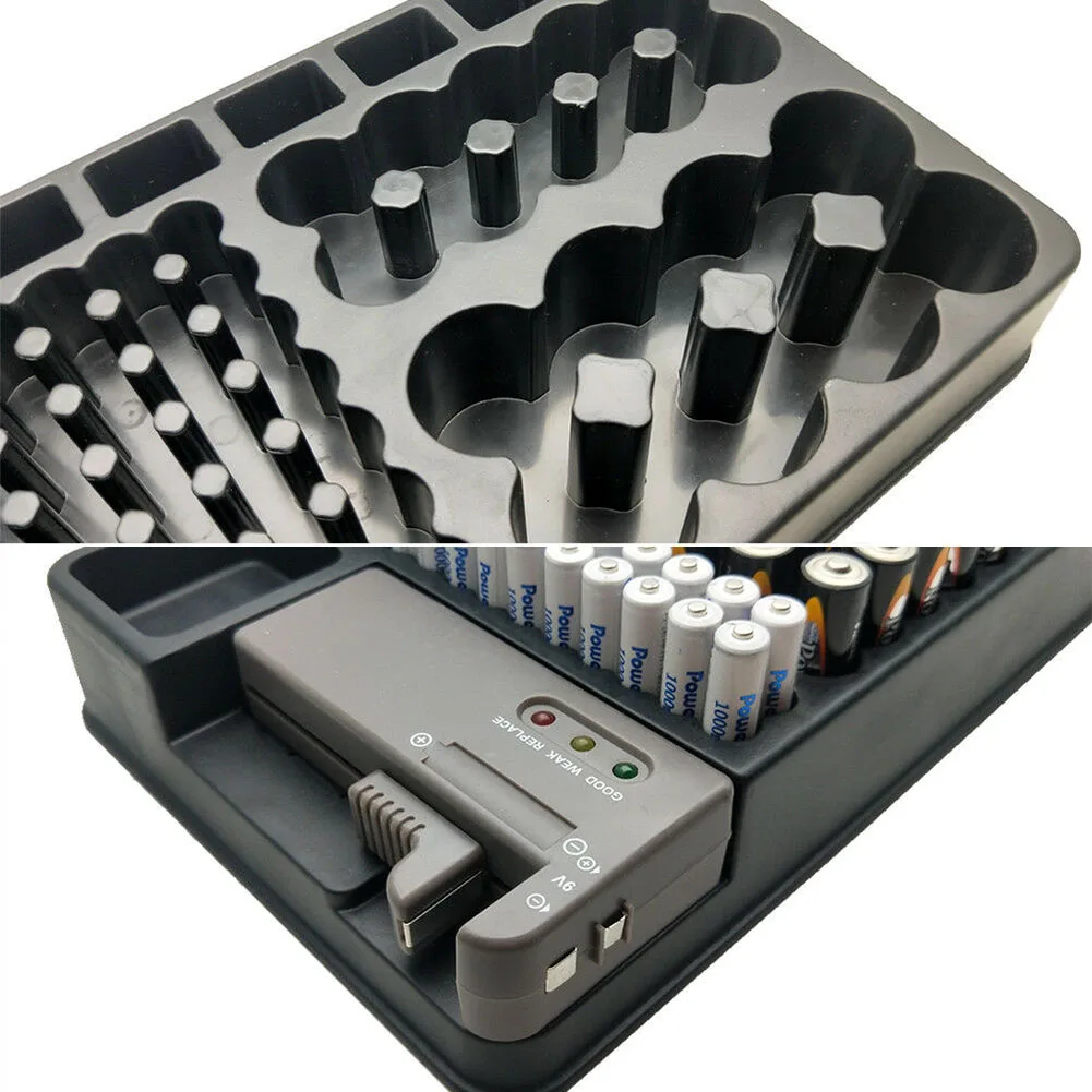 Battery Storage Organizer Holder Battery Caddy Rack Case Box with