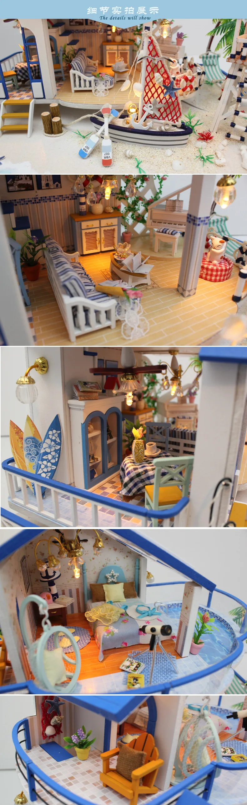 Кукольные домики мебельный набор ручной работы tosminiature Diy деревянный кукольный дом Миниатюрный ручной работы для ldren Girl подарок Легенда синее море