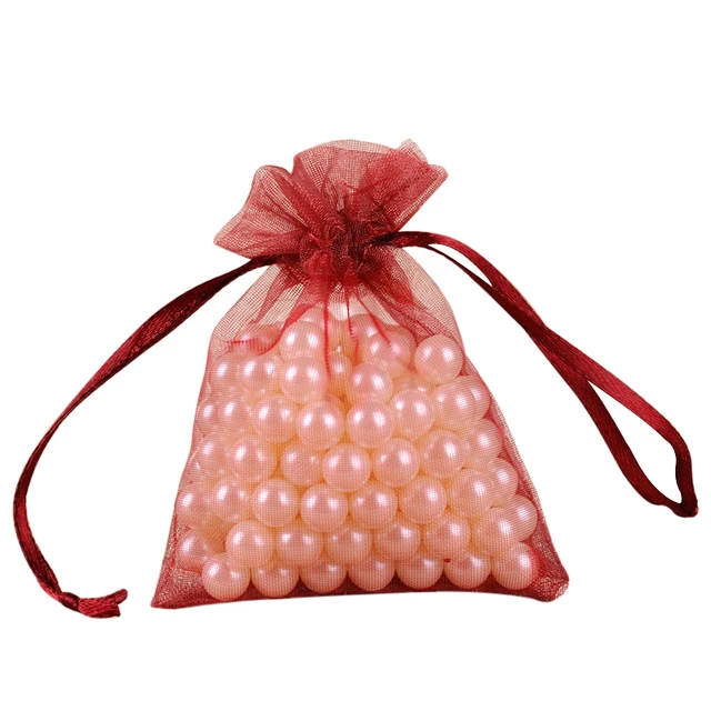 50pcs Red Wine Wedding Gift Pouches For Candy Jewelry Packaging 50pcs Red Wine Wedding Gift Pouches For Candy Jewelry Packaging Organza Bags Easy Carrying Drawstring