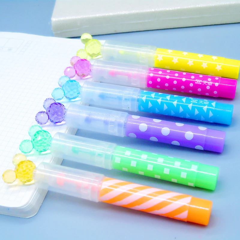 

6 pcs/lot Mickey Crystal Head Highlighter Cute Painting Drawing Marker Pen Liquid Chalk Stationery gift School Office Supplies
